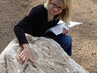 Lisa at the outcrop