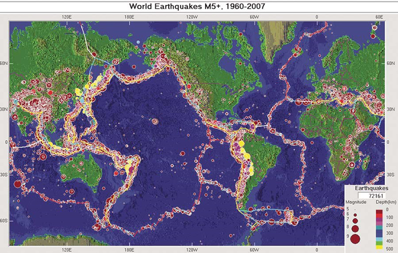 Global seismicity 1960-2007