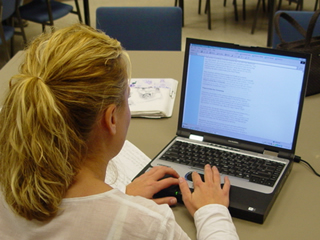 Student with computer