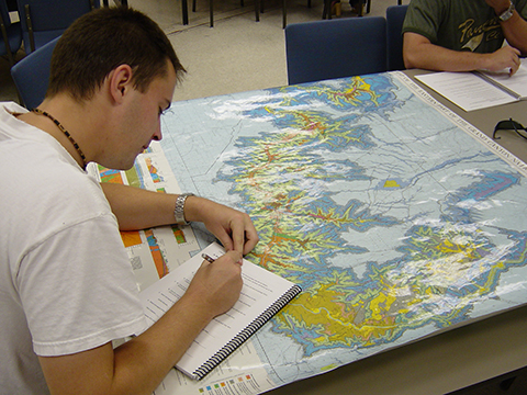 James with a geo map