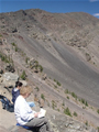 Sandy taking notes at Agassiz saddle