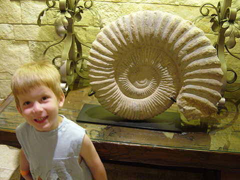 young Jake with an ammonite