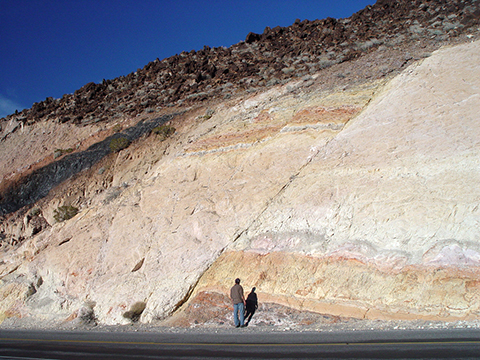 Faulted tuff at Resting Springs Pass