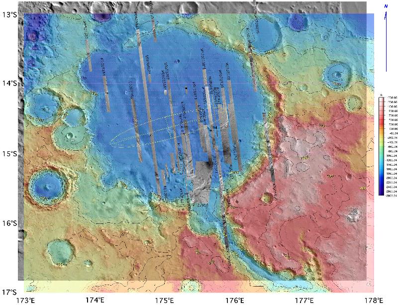 Gusev Crater color topo map