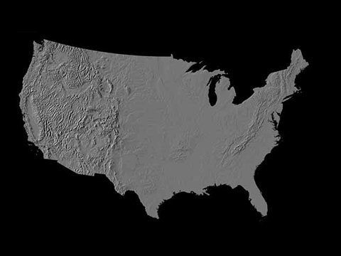 USA shaded relief topo map